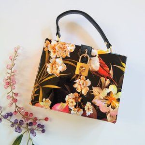 Eye-Catching Tropical Metallic Print Purse.